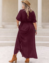 Plus Size Round Neck Half Sleeve Dress