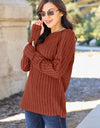 Basic Bae Full Size Ribbed Round Neck Long Sleeve Knit Top