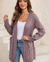 Cable-Knit Dropped Shoulder Slit Cardigan