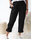 Paperbag Waist Pull-On Pants with Pockets