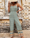 Perfee Bohemian Spaghetti Strap Low Back Jumpsuit