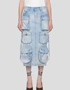 Slit Midi Denim Skirt with Pockets