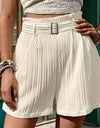 Textured High Waist Shorts with Pockets