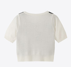 Argyle Round Neck Ribbed Trim Cardigan