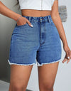 Raw Hem High Waist Denim Shorts