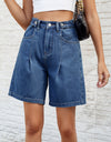 High Waist Denim Shorts with Pockets