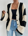 Striped Button Up Cardigan