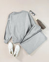 Round Neck Long Sleeve Top and Pants Active Set