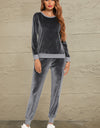 Round Neck Long Sleeve Loungewear Set with Pockets