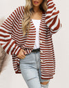 Striped Button Down Long Sleeve Cardigan