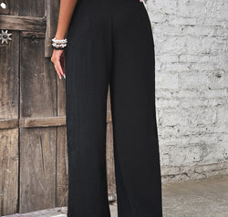 Ruched High Waist Straight Leg Pants