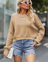 Round Neck Drop Shoulder Long Sleeve Sweater