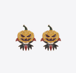 Demon Pumpkin Rhinestone Alloy Earrings