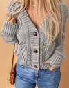 Woven Right Mixed Knit Button Down Cardigan with Pockets