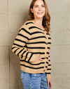 Woven Right Striped Button Front Cardigan