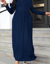 Plus Size Round Neck Long Sleeve Maxi Dress with Pockets