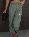 Drawstring Elastic Waist Pants with Pockets