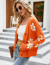 Flower Pattern Button Front Cardigan