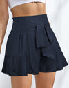 Smocked Tie-Front High-Rise Shorts