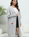 Lantern Sleeve Open Front Pocketed Cardigan