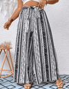 Plus Size Striped Tied Wide Leg Pants