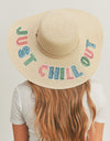 Fame Sequin Letter Graphic Wide Brim Straw Hat