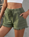 Pocketed Frayed Denim Shorts