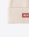 NEWYORK Patch Rib-Knit Cuffed Beanie