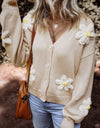 Flower Dropped Shoulder Long Sleeve Cardigan