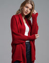 Dolman Sleeve Open Front Ribbed Trim Longline Cardigan