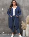 Plus Size Long Sleeve Pocketed Cardigan