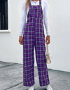 Plaid Straight Leg Overalls