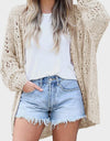 Openwork Open Front Long Sleeve Cardigan