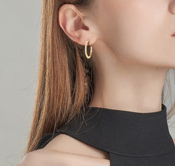 Inlaid Moissanite 925 Sterling Silver C-Hoop Earrings