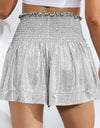 Glitter Smocked High-Waist Shorts