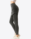 Drawstring Ruched Faux Layered Yoga Leggings