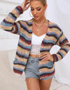 Striped Long Sleeve Open Front Cardigan