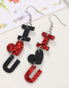 PU Leather Iron Hook Dangle Earrings