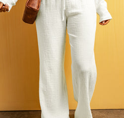 Textured Straight Leg Pants