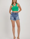 RISEN High Waist Ripped Denim Shorts