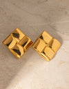 Stainless Steel 18K Gold-Plated Square Stud Earrings