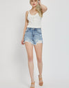 RISEN High Rise Distressed Denim Shorts