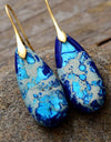 Handmade Teardrop Shape Natural Stone Dangle Earrings