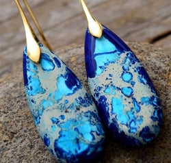 Handmade Teardrop Shape Natural Stone Dangle Earrings