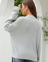 Waffle-Knit Dropped Shoulder Cardigan