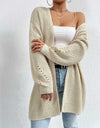 Open Front Dropped Shoulder Slit Cardigan