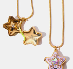 Rhinestone Decor Star Box Pendant Necklace