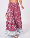 Full Size Tiered Printed Elastic Waist Skirt