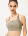 Zip-Up Round Neck Sports Bra