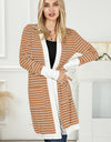 Striped Open Front Longline Cardigan